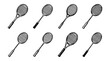 © gunzexx png and bg - badminton racket, bold style black Hand drawn set collection , white background , vector isolate