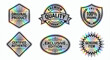 © Rizal - Collection premium silver hologram sticker label designs product authenticity assurance text. Set aesthetic authenticity certificate badges luxury packaging, brand security & excclusive quality seals.