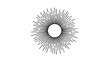 © Abbas - Black and white minimalist abstract sunburst emblem design featuring thin lines radiating from a central circular shape providing graphic impact