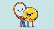 © 24 - Tennis Racket and Ball Hugging on Blue Background