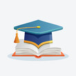 © Sajida - Graduation cap on open book representing education and knowledge.