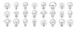 © Yanka - Light bulb outline icons set collection doodle hand drawn icon. Line art lamp clipart symbol.
