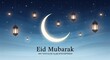 © Monstock - A radiant crescent moon and glowing lanterns celebrate eid mubarak