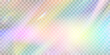 © Elena - Rainbow blurred refraction overlay effect. Colorful light lens prism on transparent background. Holographic reflection, iridescent crystal flare leak shadow overlay. Vector abstract illustration.