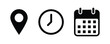 © Kaium007 - date time location notification icon set. Address, time, calendar bell notification icons collection. Clock, Address location and date Calendar symbol