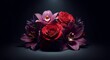 © MSTRAHIMA - Elegant bouquet of deep red roses and purple orchids with a touch of sophistication.