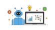 © kusuma - Robot Analyzing Data, Artificial Intelligence, Office, Vector Illustration, Technology Concept, Front View