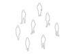 © ElementHub - Architectural scale figures set of isometric people outline and hand drawn line art outlines for building floor plans urban design sections and elevation diagrams isolated on white background