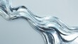 © Yanka - Shiny silver ribbon elegance. Futuristic polished metal strip moves gracefully over bright surface area. Smooth glossy chrome ribbon extends throughout scene with minimalist highkey setting