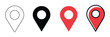 © HAPPY - Location Icon Set, vector illustration, map pins and place markers in flat style, red pointer symbols for navigation and maps
