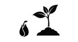 © MALA - Growing plant from seed to sprout a black graphic silhouette