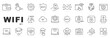 © tutti_frutti - Outline wifi icon set for wireless internet, network connectivity, router security, cloud access, editable stroke line style for UI design