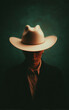 © Zanna - Cowgirl portrait in vintage wide brim hat with shadowed face western style cinematic character for movie posters, book covers or fashion editorial backgrounds