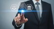© MD BALAYET - Businessman interacting with digital law icons