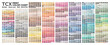 © wild - Color chart of fashion, home, and interior color palette for cotton test printing. With numbers, swatch name, RGB, HTML, and HEX