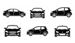 © Thysl2000 - Collection of six different car silhouettes in various angles and views