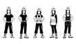 © Thysl2000 - Five female construction workers wearing safety gear and hard hats standing in different poses