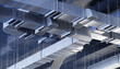 © Grispb - HVAC engineering, industrial ventilation ducts installed under ceiling for climate control in commercial building, air distribution system for heating, cooling and air circulation.