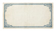 © Vitalo4ok - Vintage blank paper card with an ornate decorative blue frame, old retro label on a transparent background.