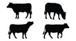 © UrbanVisuals - Four black silhouettes of cows in varying poses against a white background