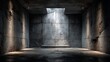 © 楠 刘 - Industrial concrete wall with metal texture, scratches, and spotlight creating a dark minimalist bunker background.