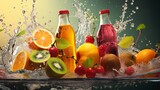 Refreshing fruit juices with vibrant splashes.