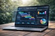 © designerjahanara - Laptop displaying project management dashboard in outdoor workspace