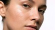 © Iin - extreme close up of young woman face with wet sweaty skin for skincare and beauty concept