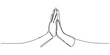 © Creative Tania - Continuous one line drawing of Hands high five clapping gesture self draw, Business meeting concept. Continuous line self drawing .