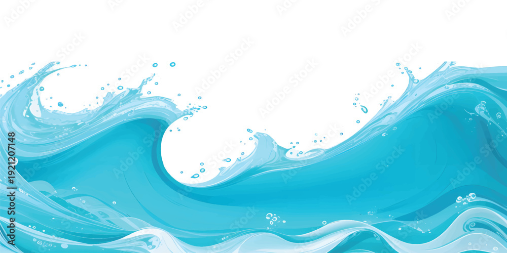 Vector Children Splash Design Stock-Vektorgrafik „Vibrant Cartoon Ocean Wave Vector with Splash and Foam on White Background ...