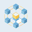 © MuhammadIqbal - Decentralized network architecture with interconnected data cubes and central server