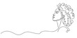 © line pro - African American women Continuous one line drawing, Face of an Afro American woman in a modern abstract minimalist one line style with minimal shapes. Continuous black line of an African girl simple