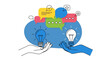 © Minato - Creative Collaboration and Idea Generation with Lightbulbs and Speech Bubbles