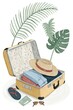 © SAIFUL - Tropical Vacation Packing Suitcase Hat Clothes Sunglasses Travel clipart