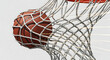 © Tuyu - Dynamic basketball shot perfectly swishing through the net, illustrating the excitement and precision of scoring in a high-energy game with a clean backdrop