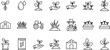 © MDBABULU - Agriculture and farming line icons set with plants tractor soil watering vector collection
