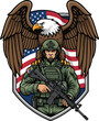 © Rizzz - American Soldier with Eagle and Flag Emblem