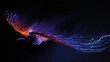 © dsant - Abstract phoenix bird art composition with glowing light effects against black backdrop