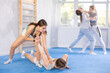 © JackF - Pair self-defense training - two teenage girls doing power grabs