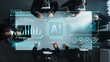 © InfiniteFlow - Futuristic Meeting with AI Technology Visualization and Business Professionals Collaborating Over Data Analytics Concept Gluon.