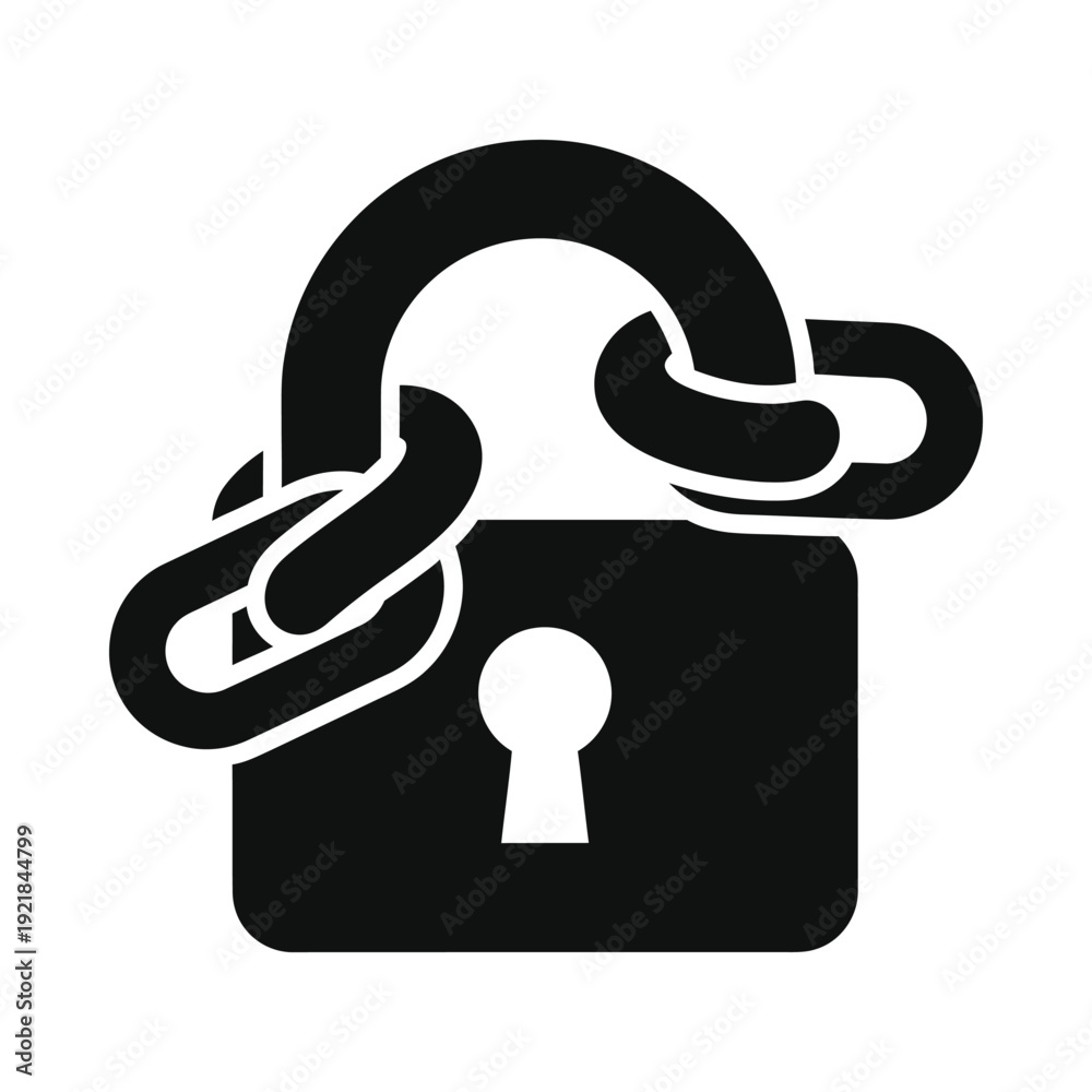 Black padlock with chain on isolated, ui elements Stock Vector | Adobe ...