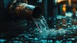 © AzSteel - Industrial wastewater flows from a rusty pipe into a dim urban canal, highlighting environmental pollution concerns.