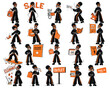 © David - Sales & Promotions Character Set: Woman Illustrating Clearance, Deals, and Special Offers for Retail