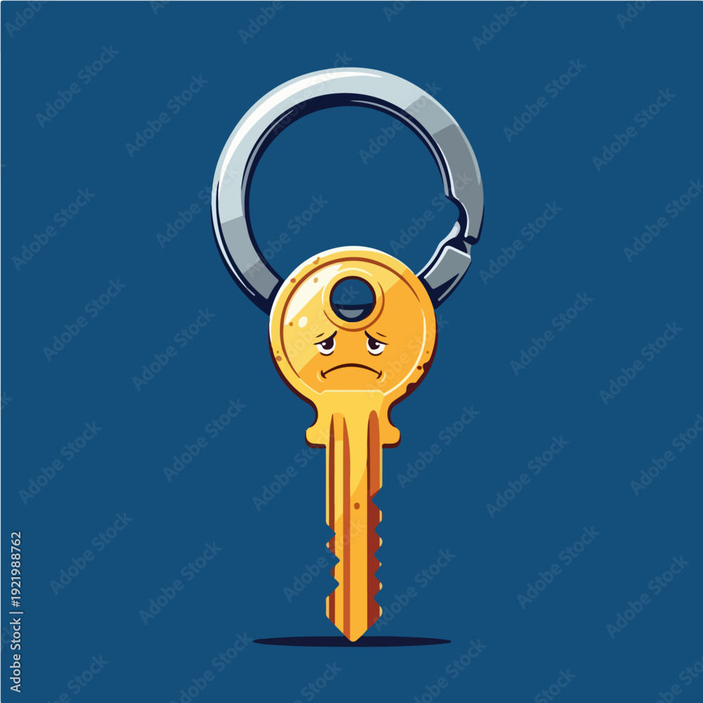 Sad Key Sad Key on a Ring - A Symbol of Loss and Loneliness. Stock Vector ...