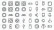 © naufal - Collection of electronic component line icons featuring microchips, resistors, capacitors and circuit symbols, concept for hardware engineering, semiconductor technology and digital circuit design