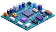© MDSUJON - A detailed view of an electronic circuit board with various components soldered onto it isolated on transparent background