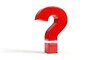 © safaeat - Glossy Red 3D Question Mark Symbol Standing on Reflective Cube Base