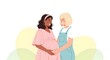 © M Yoga Febriano - Two pregnant women holding hands and their bellies, celebrating pregnancy and love