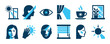 © Vladislav - Collection of blue stylized light and sun icons depicting various concepts related to natural light, windows, human perception, and indoor comfort in a modern graphic style
