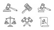 © gunzexx png and bg - gavel justice, 6 black delicate line drawings vector set collection , white background , PNG and SVG